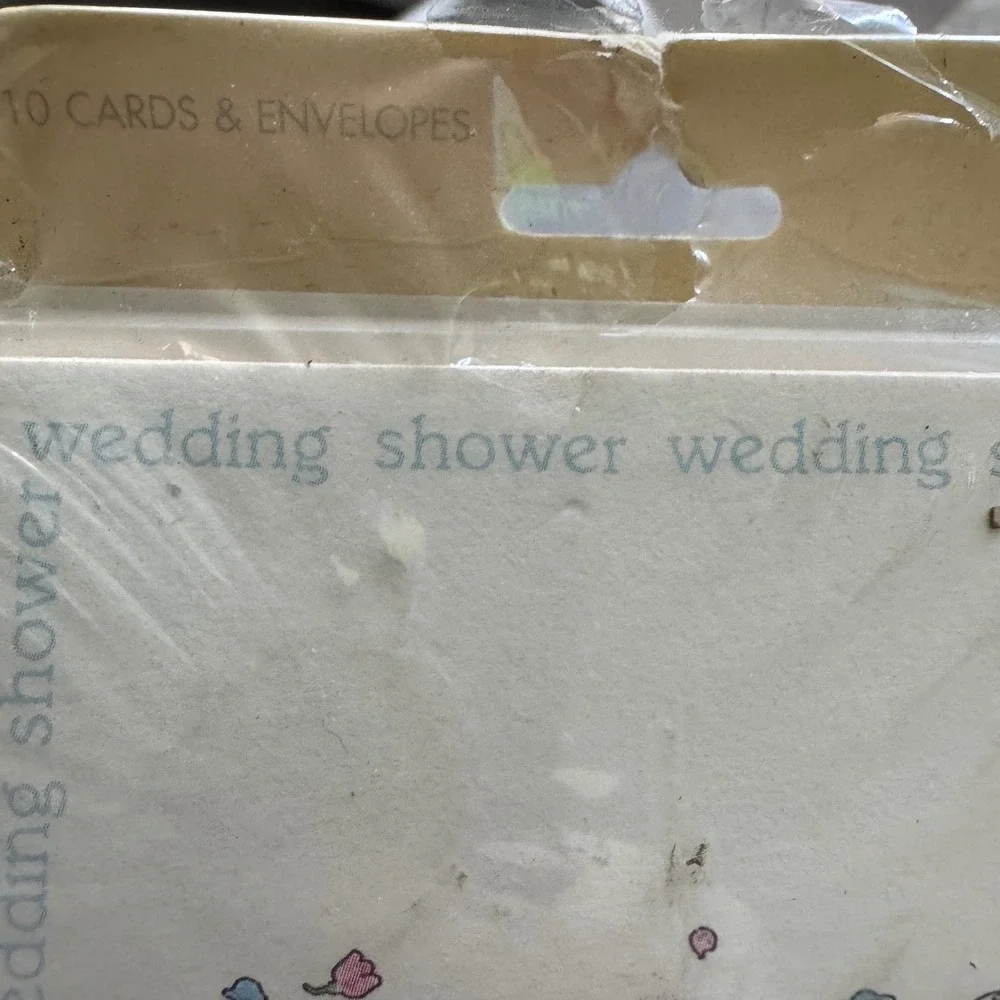 Vintage Michel & Co Wedding‎ Shower Invitations 10Ct Pink Umbrella Bride Groom